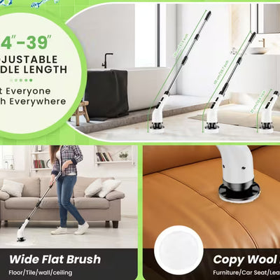 9-in-1 Cordless Electric Spin Scrubber with Long Handle