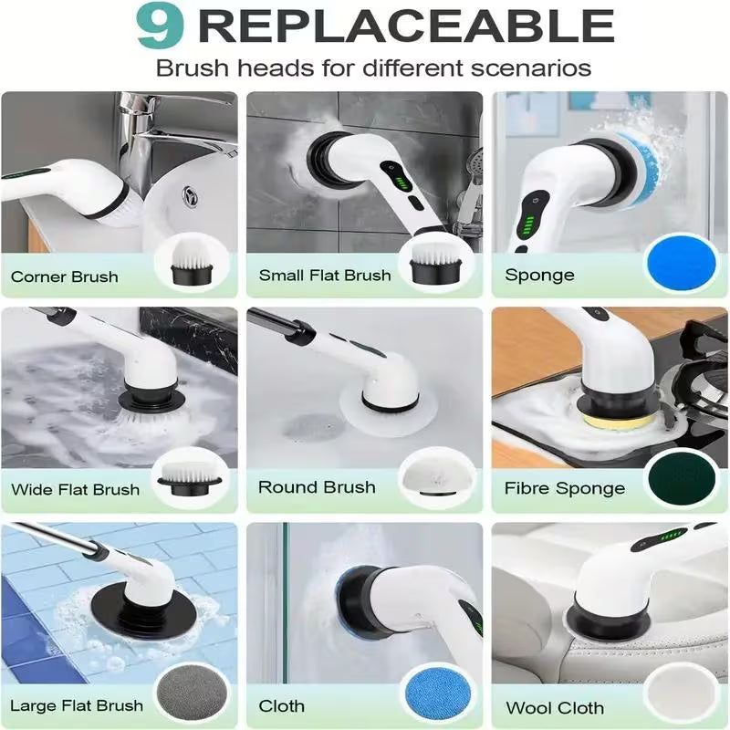 Electric Spin Scrubber with all brush heads and USB cable