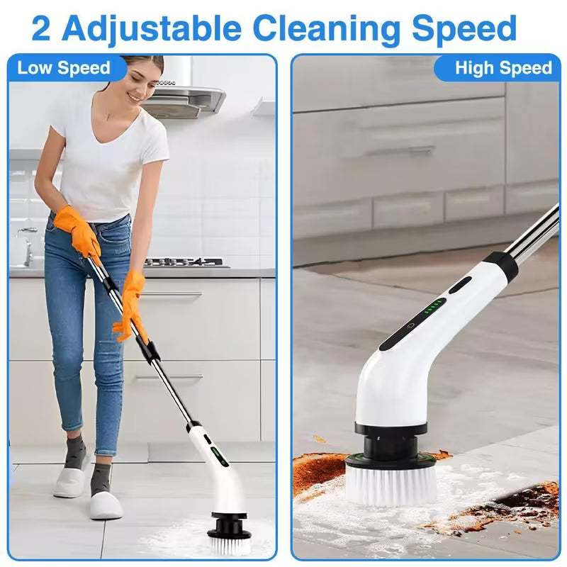 9-in-1 Cordless Electric Spin Scrubber with Long Handle
