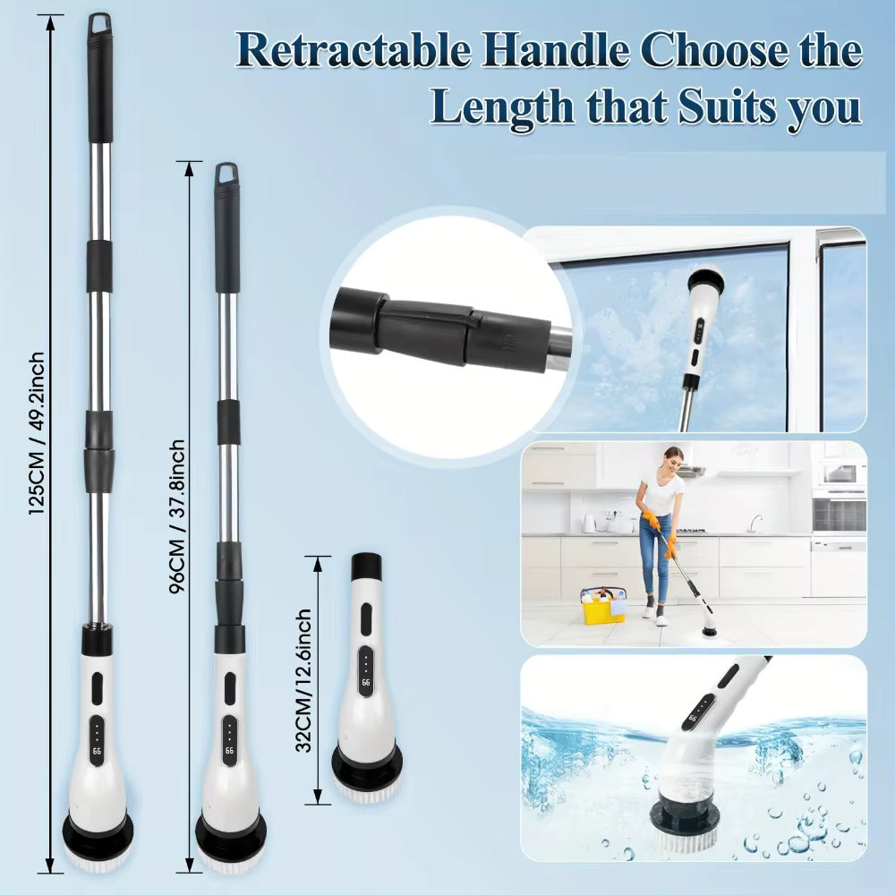 9-in-1 Cordless Electric Spin Scrubber with Long Handle