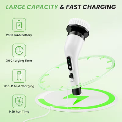 9-in-1 Cordless Electric Spin Scrubber with Long Handle